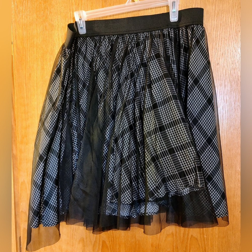 Plaid Skirt w/sheer tool overlay